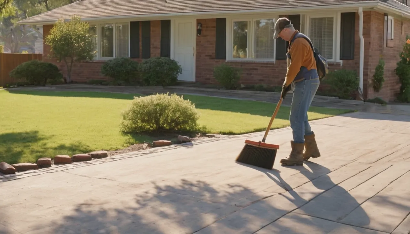 A freshly poured concrete driveway leading to a ranch home in Euclid, with a provider smoothing the surface