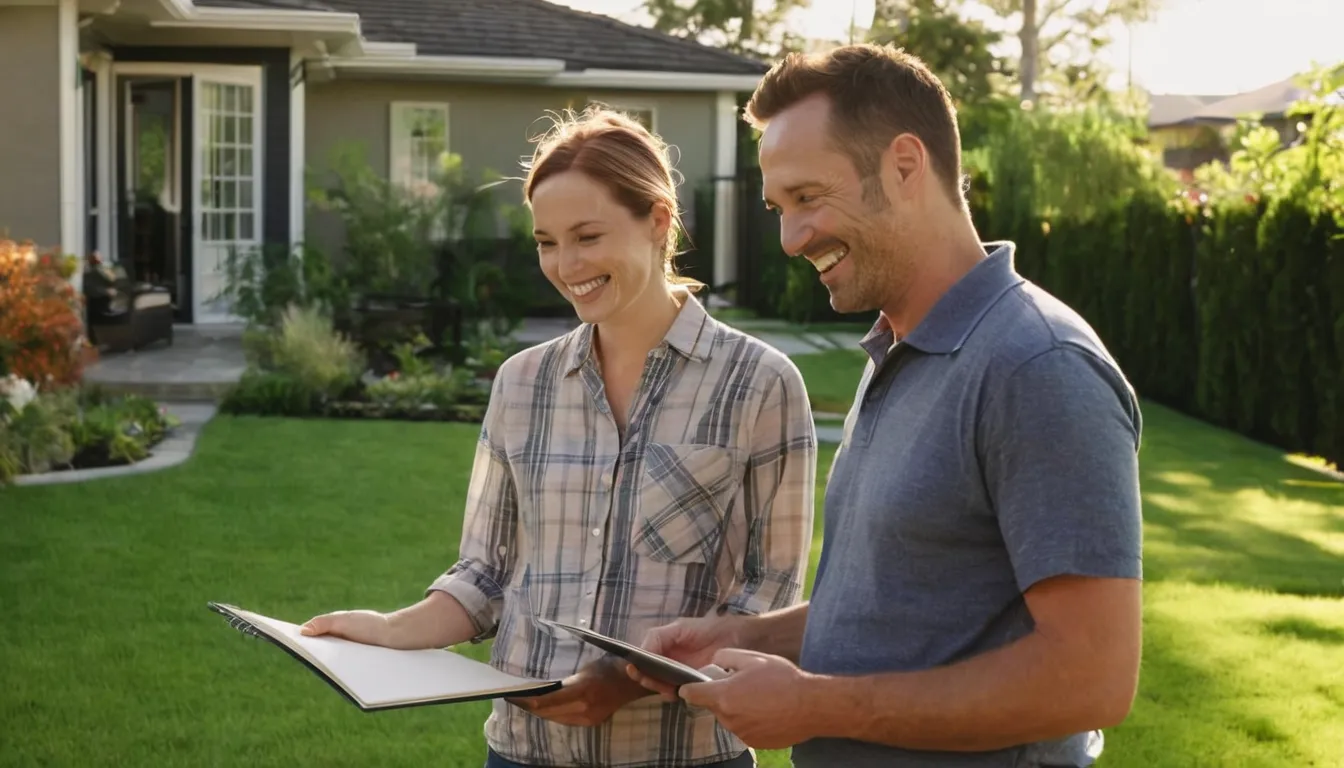 Homeowner reviewing patio plans with a local concrete provider in the Euclid area
